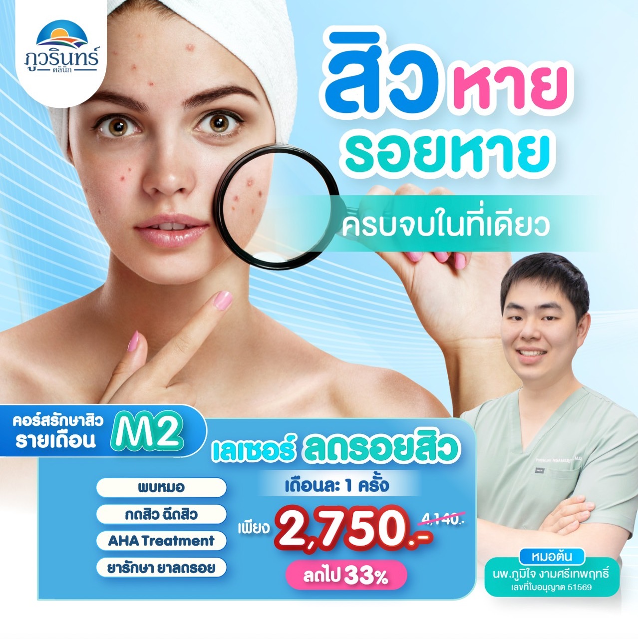 คอร์สสิวรายเดือน M2 ภูวรินทร์คลินิก