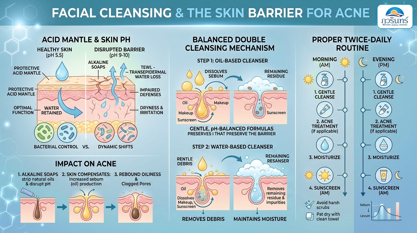 ล้างหน้าวันละกี่ครั้งดี? Double Cleansing จำเป็นไหม? เจาะลึกสมดุลผิว pH 5.5 และเกราะป้องกันผิว
