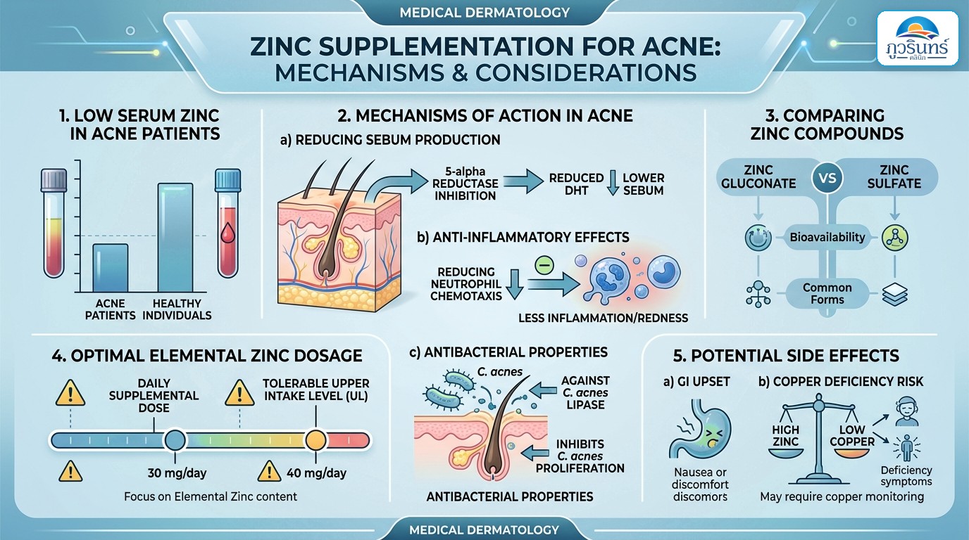 กิน Zinc (สังกะสี) ช่วยลดสิวได้จริงไหม? เลือกแบบไหน ขนาดเท่าไหร่ และข้อควรระวัง